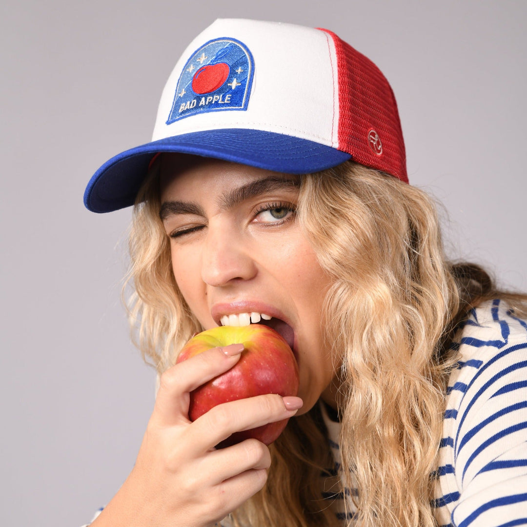 sand and camels, bad apple, fruit collection, trucker hat, cap